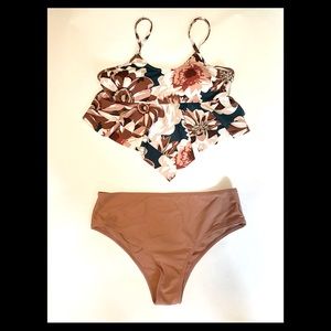 Floral Hanky Hem Bikini, Pink, Large